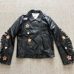 Black Leather Fringe and Star Scotch R'Belle Jacket